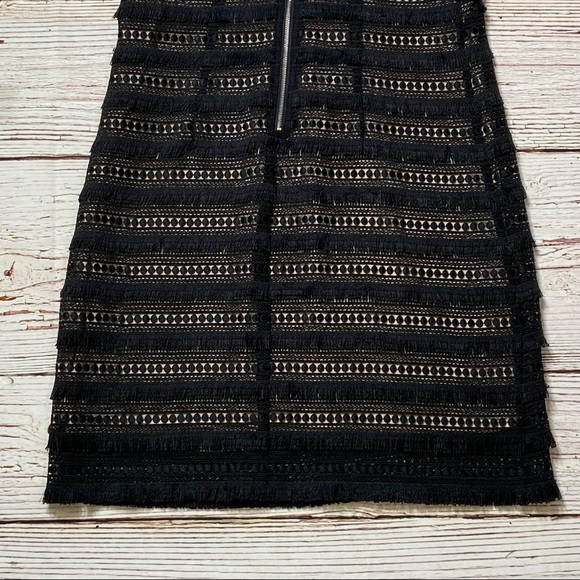 J Crew Black Crochet Fringe Sleeveless Shift Dress Sz 2 - Picture 14 of 15